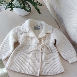 Vintage Youthcraft Little Girls Cream knit Sweater Size 12-18 mo